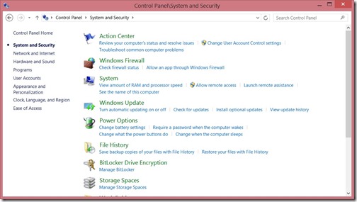 کنترل پنل امنیت ویندوز